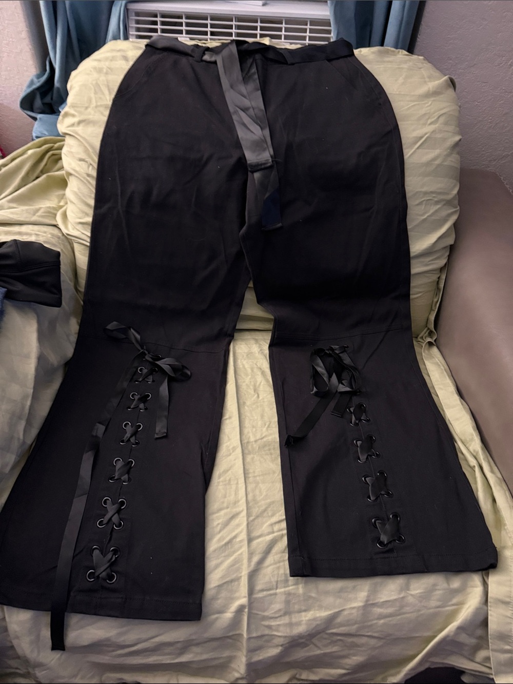 Forever 21 Black Wide Leg Lace-Up Pants
